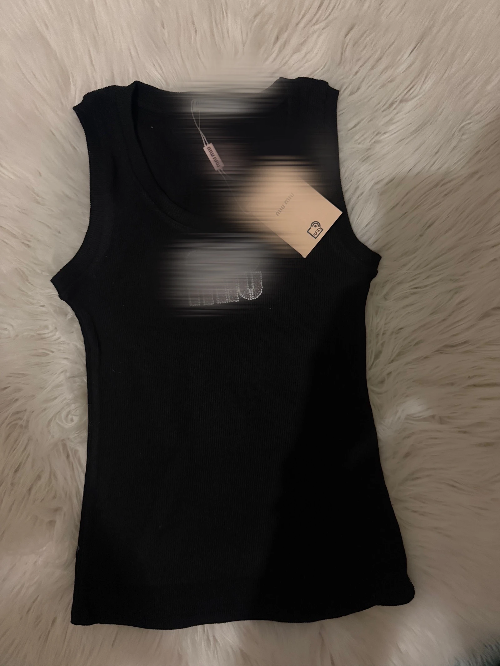 Débardeur noir côtelé style luxe – Sans marque – Taille S